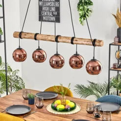 hofstein Koyoto Suspension, Boule lumineuse, Suspension Écru, Noir, 5 lumières