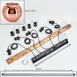 hofstein Koyoto Suspension, Boule lumineuse, Suspension Écru, Noir, 5 lumières