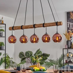 hofstein Koyoto Suspension, Boule lumineuse, Suspension Écru, Noir, 5 lumières