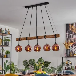 hofstein Koyoto Suspension, Boule lumineuse, Suspension Écru, Noir, 5 lumières