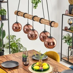 hofstein Koyoto Suspension, Boule lumineuse, Suspension Écru, Noir, 5 lumières