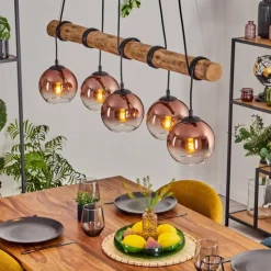 hofstein Koyoto Suspension, Boule lumineuse, Suspension Écru, Noir, 5 lumières