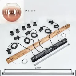 hofstein Koyoto Suspension, Boule lumineuse, Suspension Écru, Noir, 5 lumières