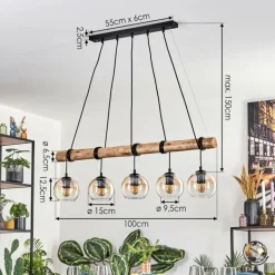 hofstein Koyoto Suspension, Boule lumineuse, Suspension Écru, Noir, 5 lumières