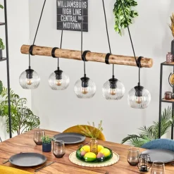 hofstein Koyoto Suspension, Boule lumineuse, Suspension Écru, Noir, 5 lumières