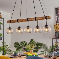 hofstein Koyoto Suspension, Boule lumineuse, Suspension Écru, Noir, 5 lumières