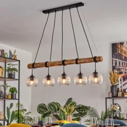 hofstein Koyoto Suspension, Boule lumineuse, Suspension Écru, Noir, 5 lumières