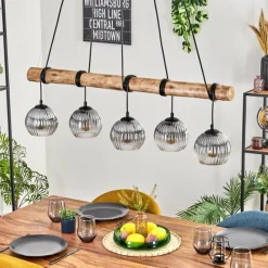 hofstein Koyoto Suspension, Boule lumineuse, Suspension Écru, Noir, 5 lumières