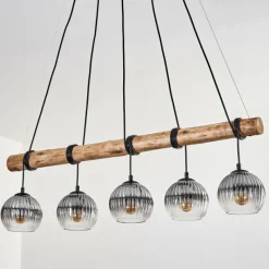 hofstein Koyoto Suspension, Boule lumineuse, Suspension Écru, Noir, 5 lumières