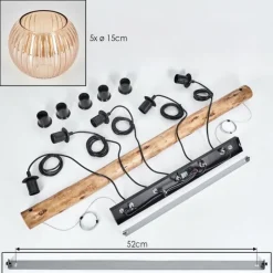 hofstein Koyoto Suspension, Boule lumineuse, Suspension Écru, Noir, 5 lumières