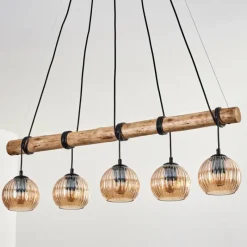 hofstein Koyoto Suspension, Boule lumineuse, Suspension Écru, Noir, 5 lumières