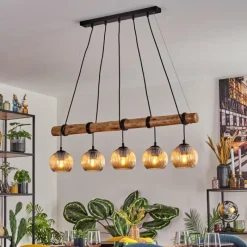 hofstein Koyoto Suspension, Boule lumineuse, Suspension Écru, Noir, 5 lumières