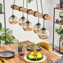 hofstein Koyoto Suspension, Boule lumineuse, Suspension Écru, Noir, 5 lumières