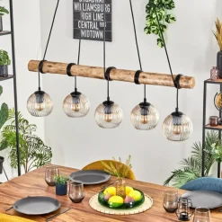 hofstein Koyoto Suspension, Boule lumineuse, Suspension Écru, Noir, 5 lumières