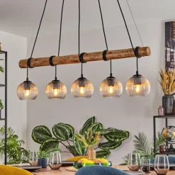 hofstein Koyoto Suspension, Boule lumineuse, Suspension Écru, Noir, 5 lumières