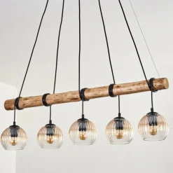 hofstein Koyoto Suspension, Boule lumineuse, Suspension Écru, Noir, 5 lumières