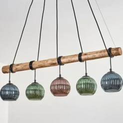 hofstein Koyoto Suspension, Boule lumineuse, Suspension Écru, Noir, 5 lumières
