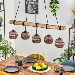 hofstein Koyoto Suspension, Boule lumineuse, Suspension Écru, Noir, 5 lumières