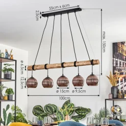 hofstein Koyoto Suspension, Boule lumineuse, Suspension Écru, Noir, 5 lumières