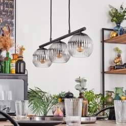 hofstein Koyoto Suspension, Boule lumineuse, Suspension Clair, Fumé, 3 lumières