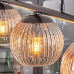 hofstein Koyoto Suspension, Boule lumineuse, Suspension Ambre, Clair, 3 lumières