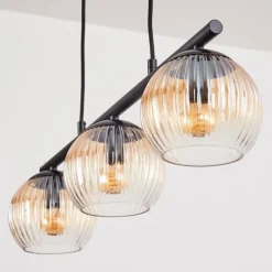 hofstein Koyoto Suspension, Boule lumineuse, Suspension Ambre, Clair, 3 lumières