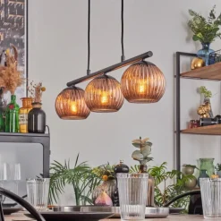 hofstein Koyoto Suspension, Boule lumineuse, Suspension Cuivré, 3 lumières