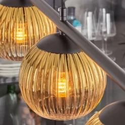 Lampes Dorées-hofstein Koyoto Suspension, Boule lumineuse, Suspension Or, Clair, 4 lumières