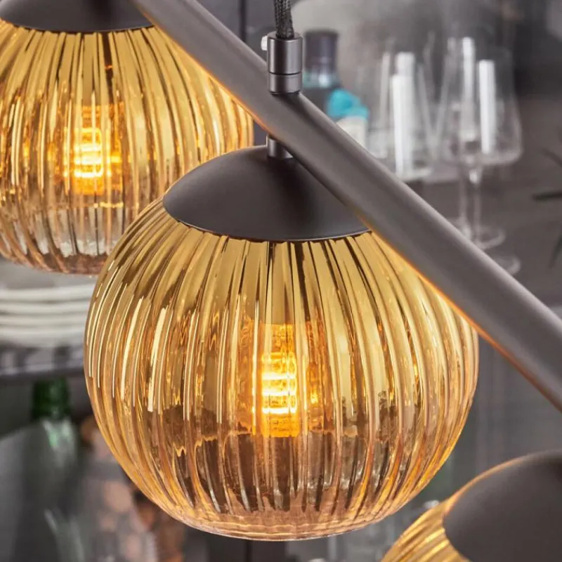 Lampes Dorées-hofstein Koyoto Suspension, Boule lumineuse, Suspension Or, Clair, 4 lumières