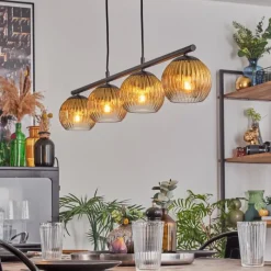 Lampes Dorées-hofstein Koyoto Suspension, Boule lumineuse, Suspension Or, Clair, 4 lumières