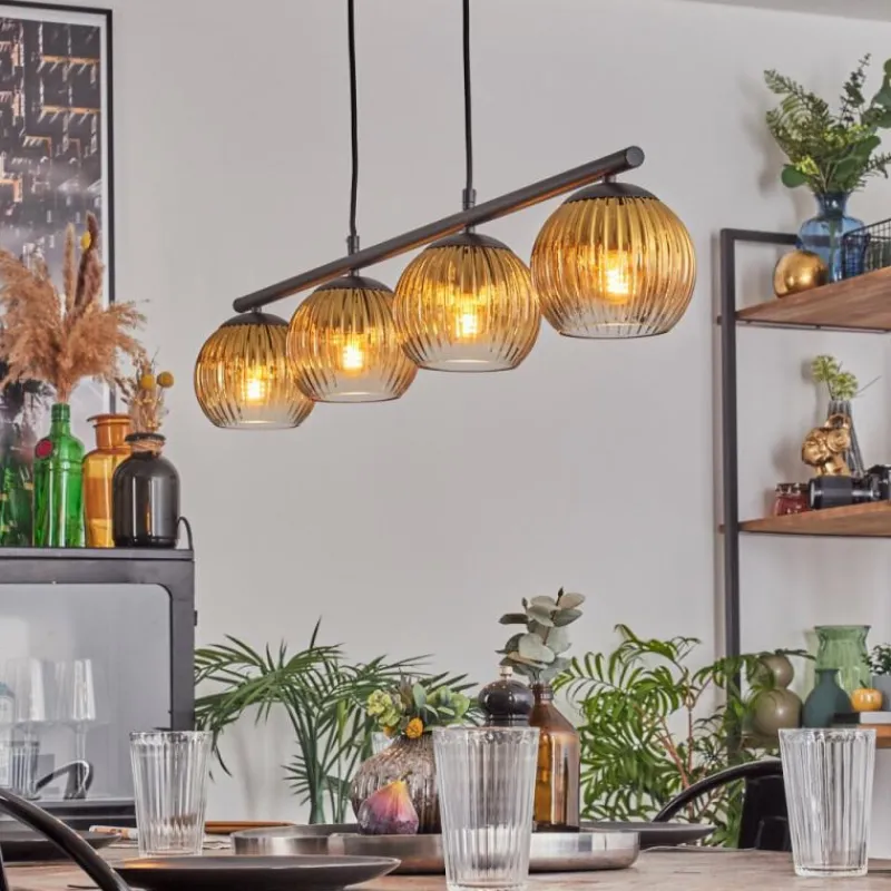 Lampes Dorées-hofstein Koyoto Suspension, Boule lumineuse, Suspension Or, Clair, 4 lumières