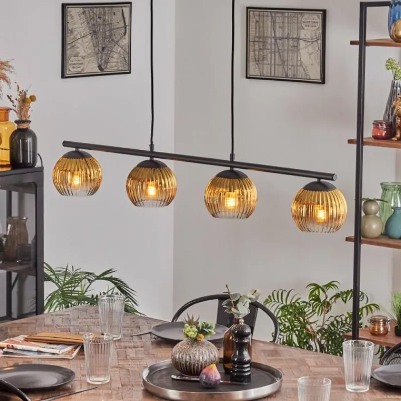 Lampes Dorées-hofstein Koyoto Suspension, Boule lumineuse, Suspension Or, Clair, 4 lumières