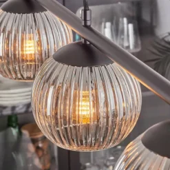 hofstein Koyoto Suspension, Boule lumineuse, Suspension Clair, Fumé, 4 lumières