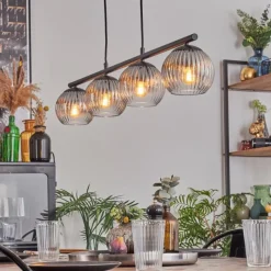 hofstein Koyoto Suspension, Boule lumineuse, Suspension Clair, Fumé, 4 lumières