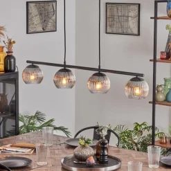 hofstein Koyoto Suspension, Boule lumineuse, Suspension Clair, Fumé, 4 lumières