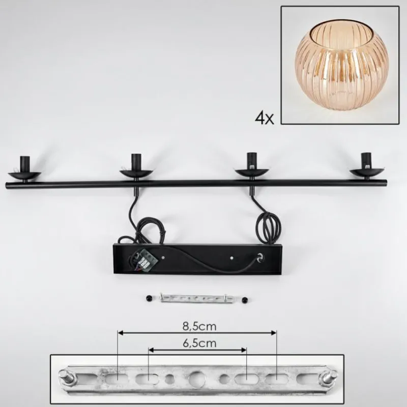 hofstein Koyoto Suspension, Boule lumineuse, Suspension Ambre, 4 lumières