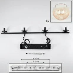 hofstein Koyoto Suspension, Boule lumineuse, Suspension Ambre, Clair, 4 lumières