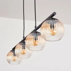 hofstein Koyoto Suspension, Boule lumineuse, Suspension Ambre, Clair, 4 lumières