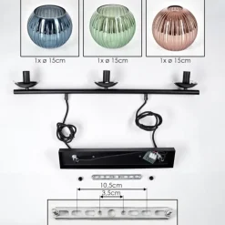 hofstein Koyoto Suspension, Boule lumineuse, Suspension Bleu, Vert, Cuivré, 3 lumières