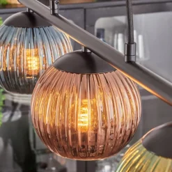 hofstein Koyoto Suspension, Boule lumineuse, Suspension Bleu, Vert, Cuivré, 3 lumières