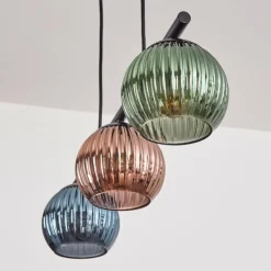 hofstein Koyoto Suspension, Boule lumineuse, Suspension Bleu, Vert, Cuivré, 3 lumières