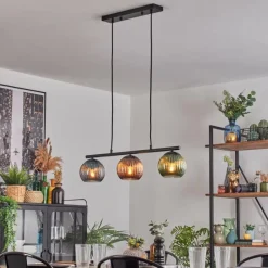 hofstein Koyoto Suspension, Boule lumineuse, Suspension Bleu, Vert, Cuivré, 3 lumières