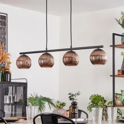 hofstein Koyoto Suspension, Boule lumineuse, Suspension Cuivré, 4 lumières