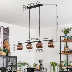 hofstein Koyoto Suspension, Boule lumineuse, Suspension Cuivré, 4 lumières