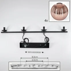 hofstein Koyoto Suspension, Boule lumineuse, Suspension Cuivré, 4 lumières
