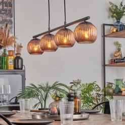 hofstein Koyoto Suspension, Boule lumineuse, Suspension Cuivré, 4 lumières