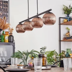 hofstein Koyoto Suspension, Boule lumineuse, Suspension Cuivré, 4 lumières