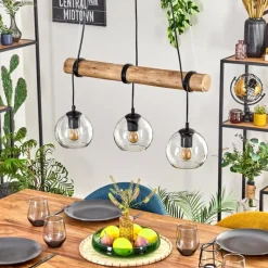 hofstein Koyoto Suspension, Boule lumineuse, Suspension Écru, Noir, 3 lumières