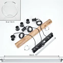 hofstein Koyoto Suspension, Boule lumineuse, Suspension Écru, Noir, 3 lumières