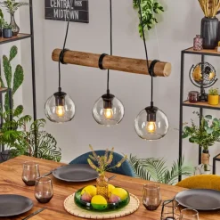 hofstein Koyoto Suspension, Boule lumineuse, Suspension Écru, Noir, 3 lumières